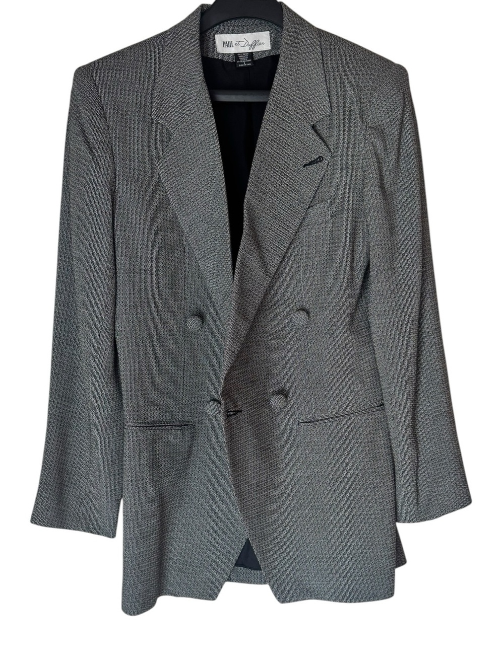 Paul et Duffier Women's Gray Double-Breasted Blazer vintage size 8